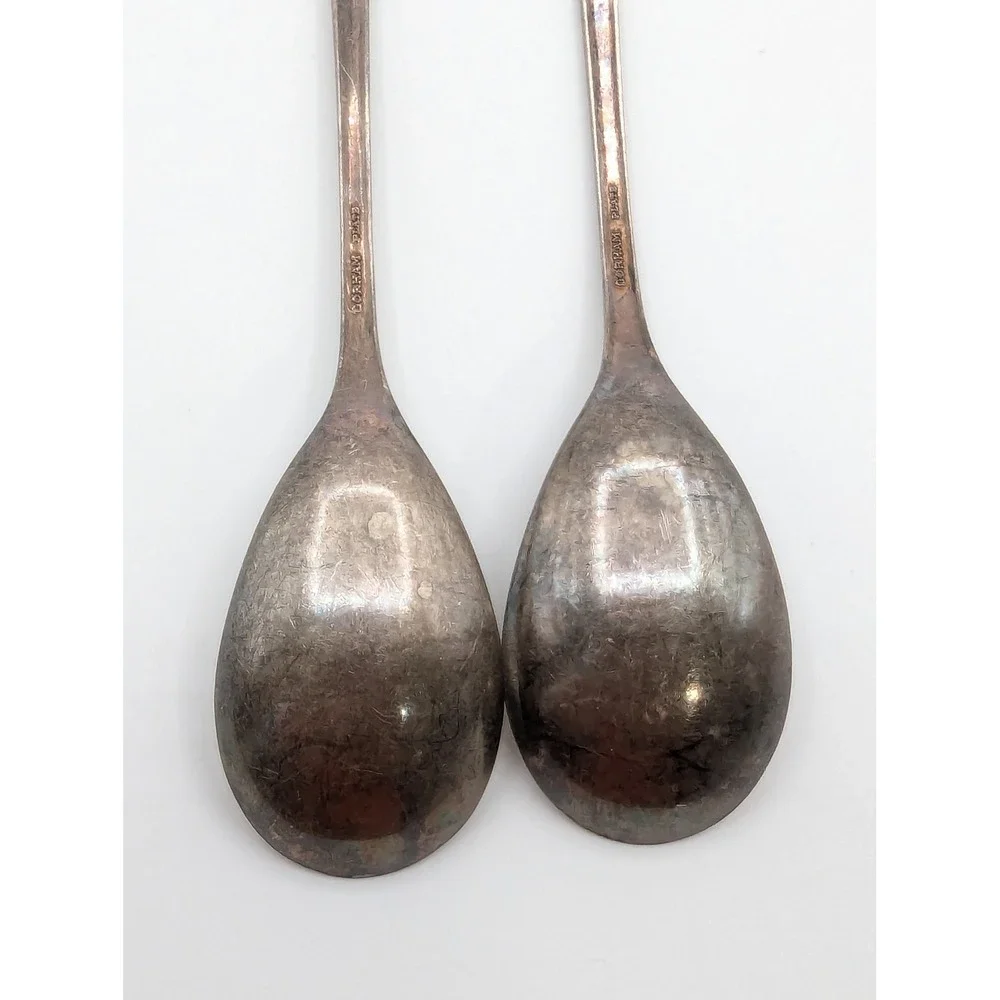Vintage Gorham Silver Plate‎ Iced Tea Spoons Floral Pattern Set of 2 7.5 Inch